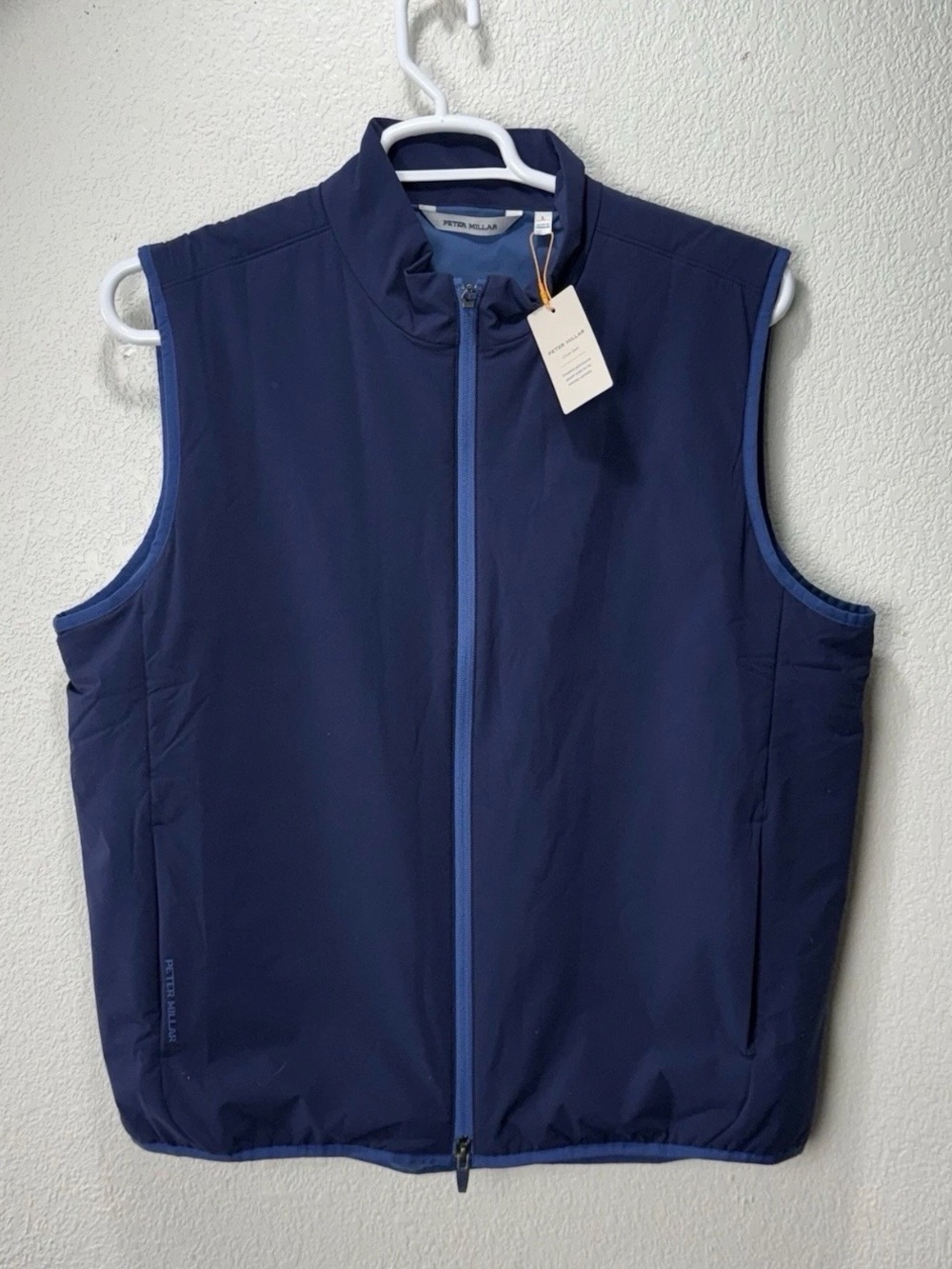 Peter Millar Dunes Full-Zip Golf Vest Sport Blue Navy Mens Size L Large NEW $228